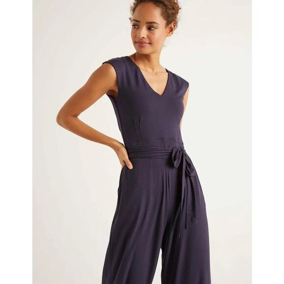 Boden Corinne Jersey Jumpsuit Navy US Size 10 - Picture 5 of 11